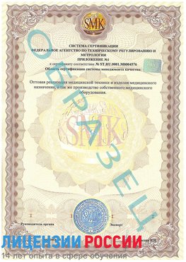 Образец сертификата соответствия (приложение) Нижняя Салда Сертификат ISO 13485